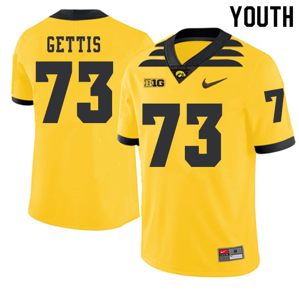 2019 Youth #73 Adam Gettis Iowa Hawkeyes College Football Alternate Jerseys Sale-Gold